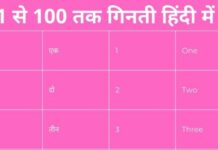 1 से 100 तक गिनती हिंदी में | Hindi Numbers 1 To 100 Hindi Numbers 1 to 100 in Hindi