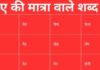 300+ ए की मात्रा वाले शब्द | A Ki Matra Wale Shabd A Ki Matra Wale Shabd