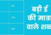 300+ बड़ी ई की मात्रा वाले शब्द | Badi Ee Ki Matra Wale Shabd badi ee ki matra wale shabd